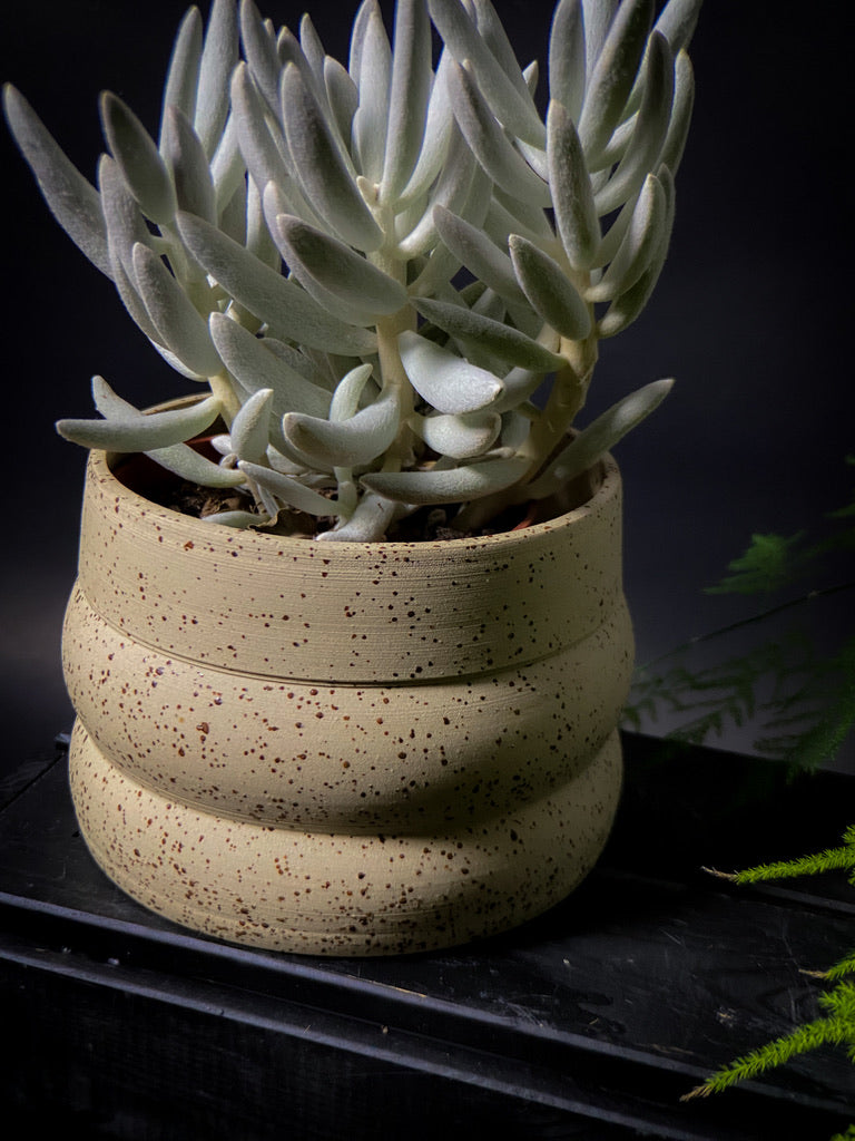 Cache-pot - Argile tachetée jaune