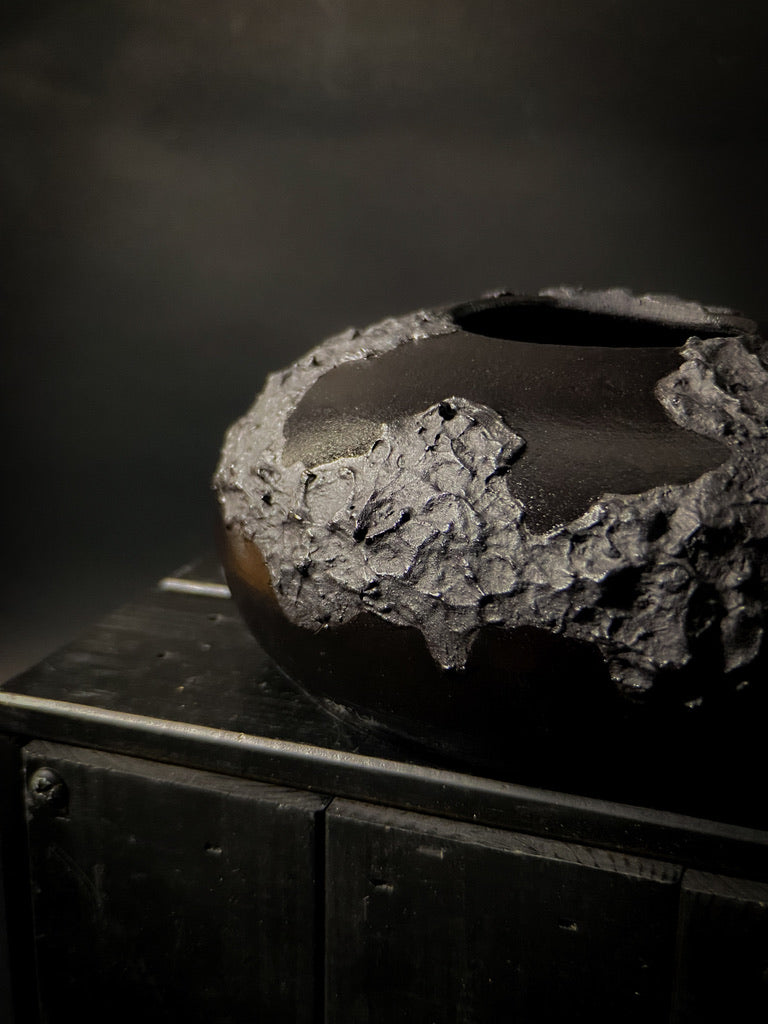 Vase - Black clay with matt black slip