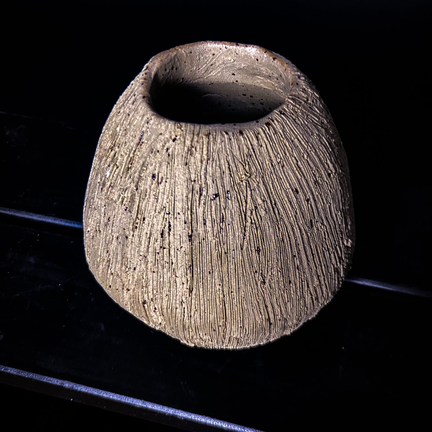 Vase - Yellow spotted clay with rough, textured finish