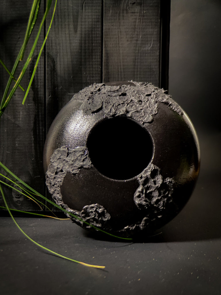 Vase - Black clay with matt black slip