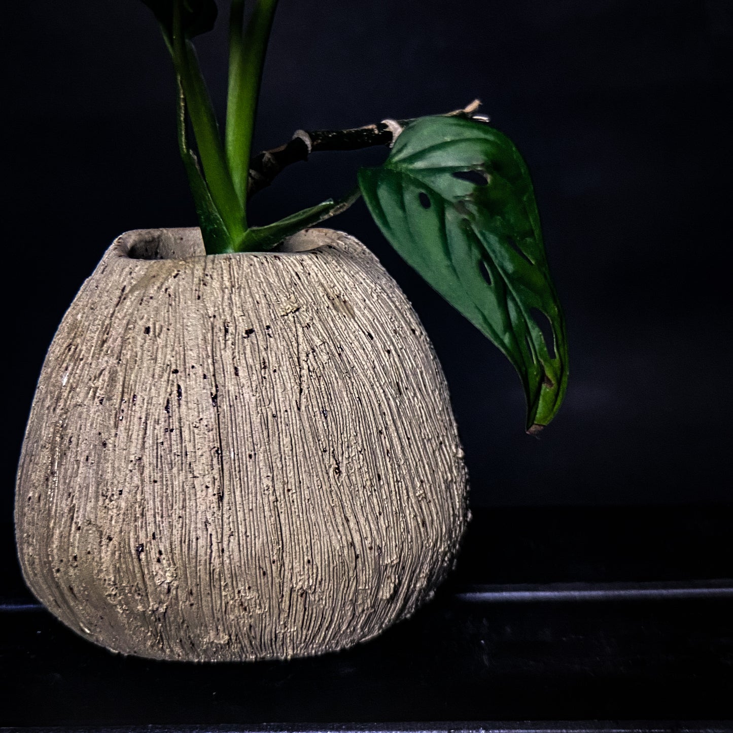 Vase - Yellow spotted clay with rough, textured finish