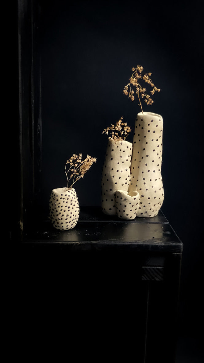 Vase corail - Argile blanche crème