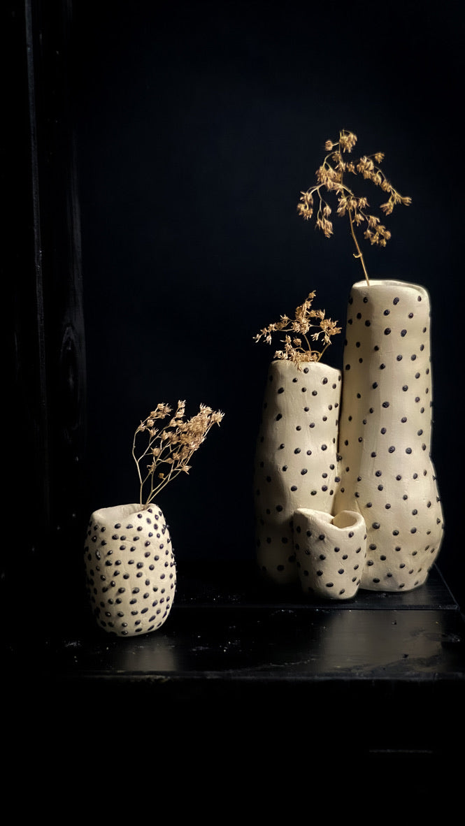 Vase corail - Argile blanche crème