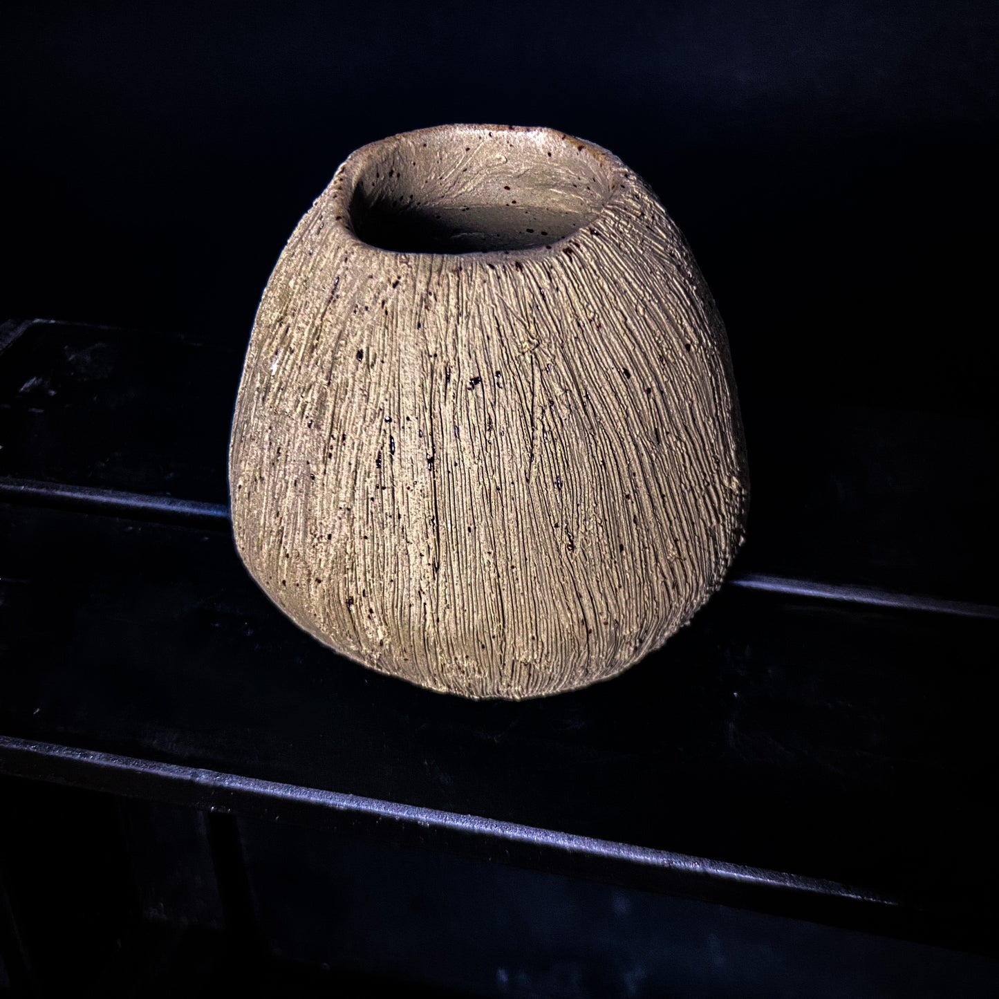 Vase - Yellow spotted clay with rough, textured finish