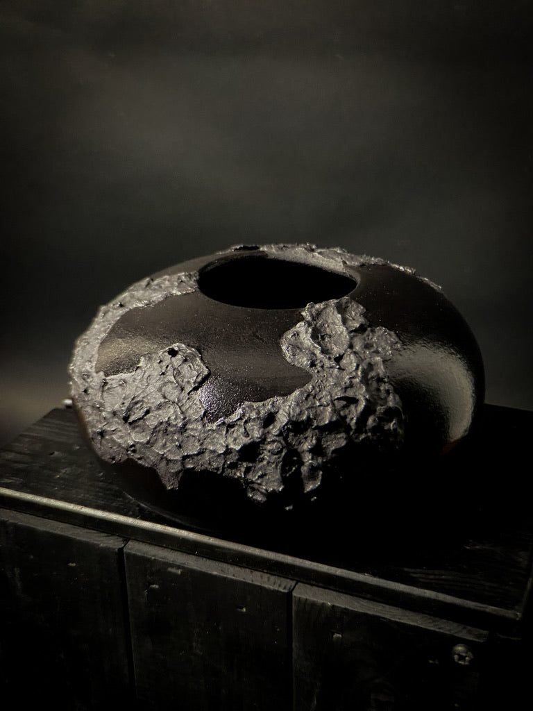 Vase - Black clay with matt black slip