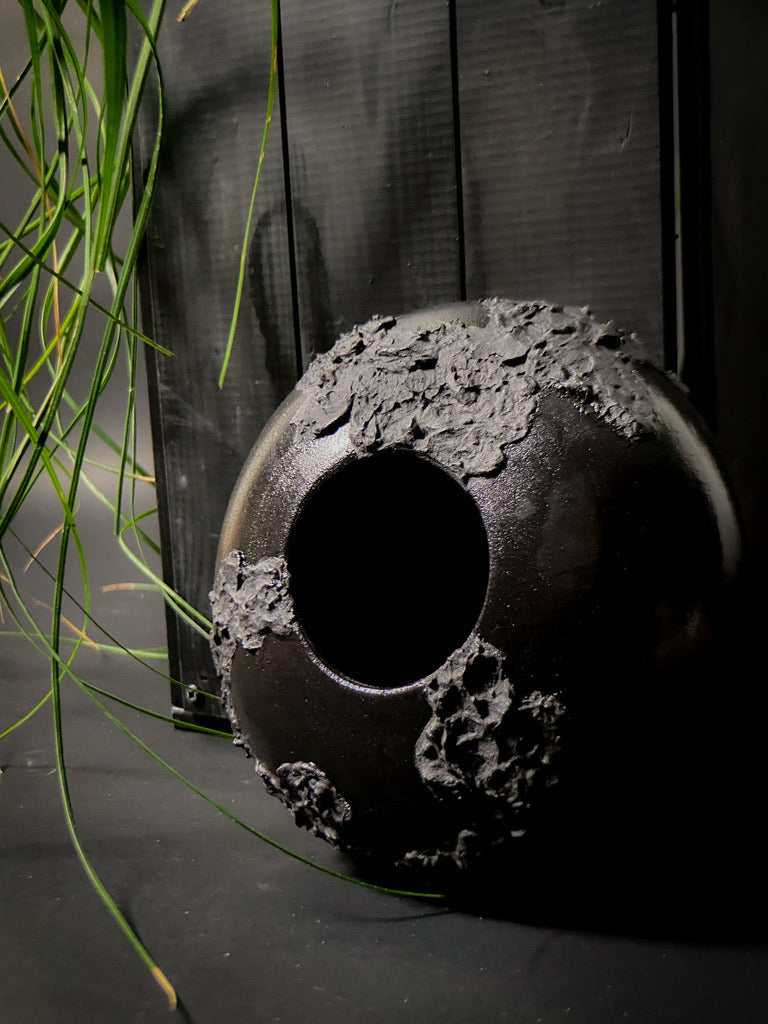 Vase - Black clay with matt black slip