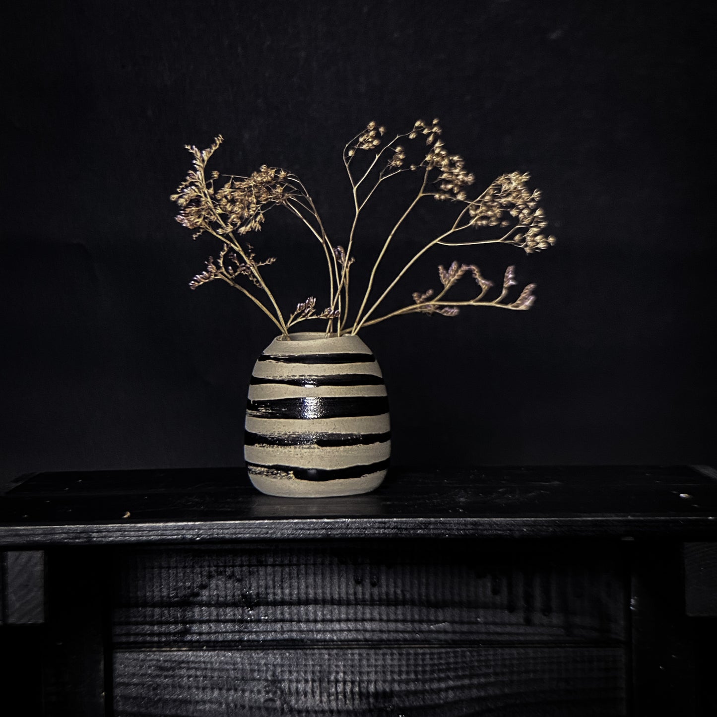 Vase - Black shiny lines