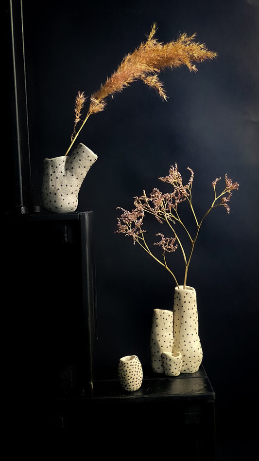 Vase corail - Argile blanche crème