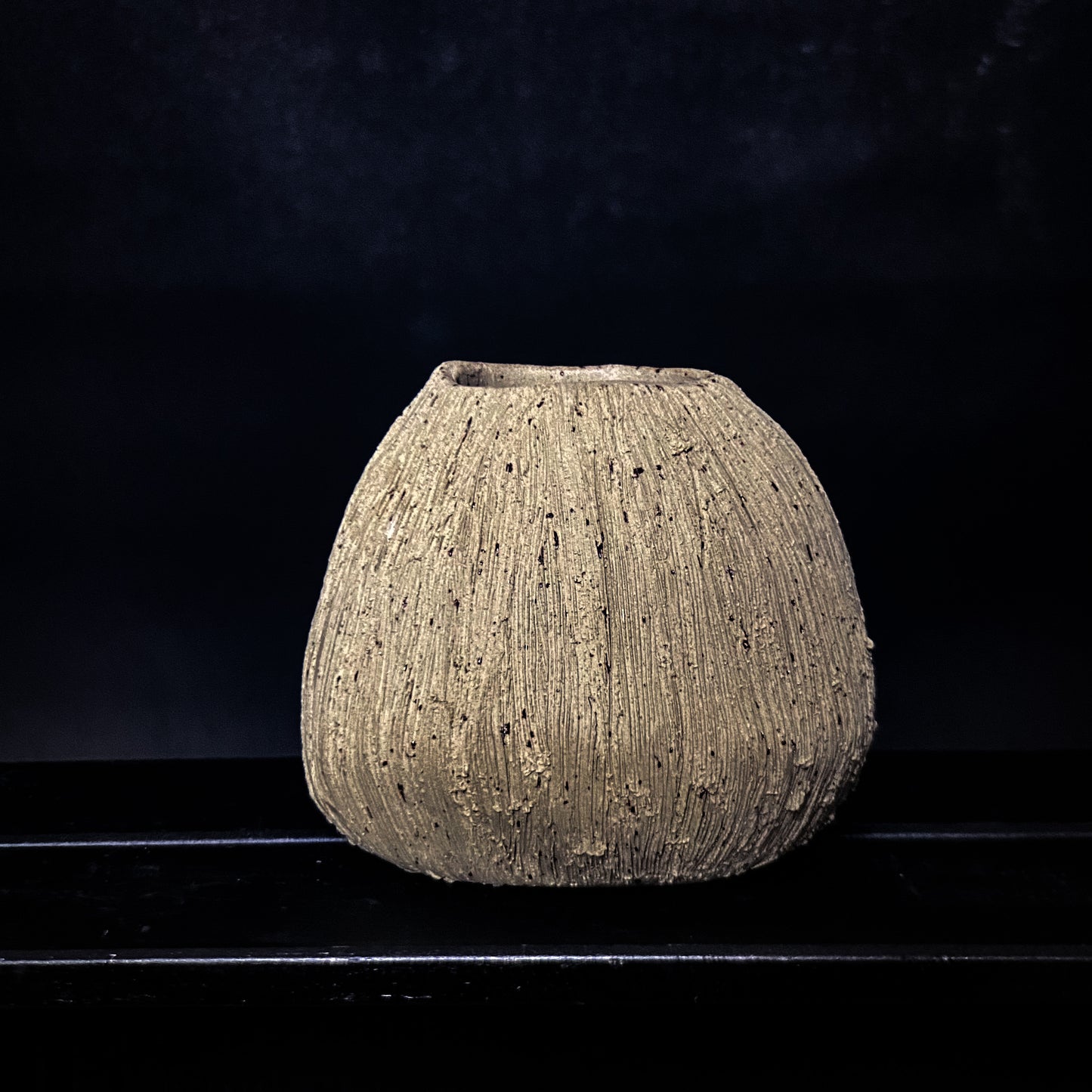 Vase - Yellow spotted clay with rough, textured finish
