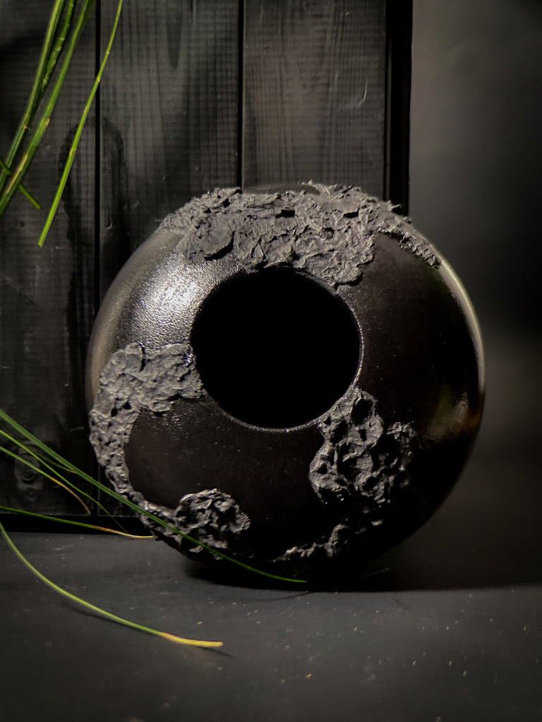 Vase - Black clay with matt black slip