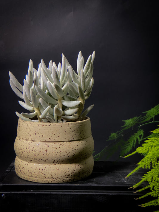 Plantpot holder - Yellow spotted clay