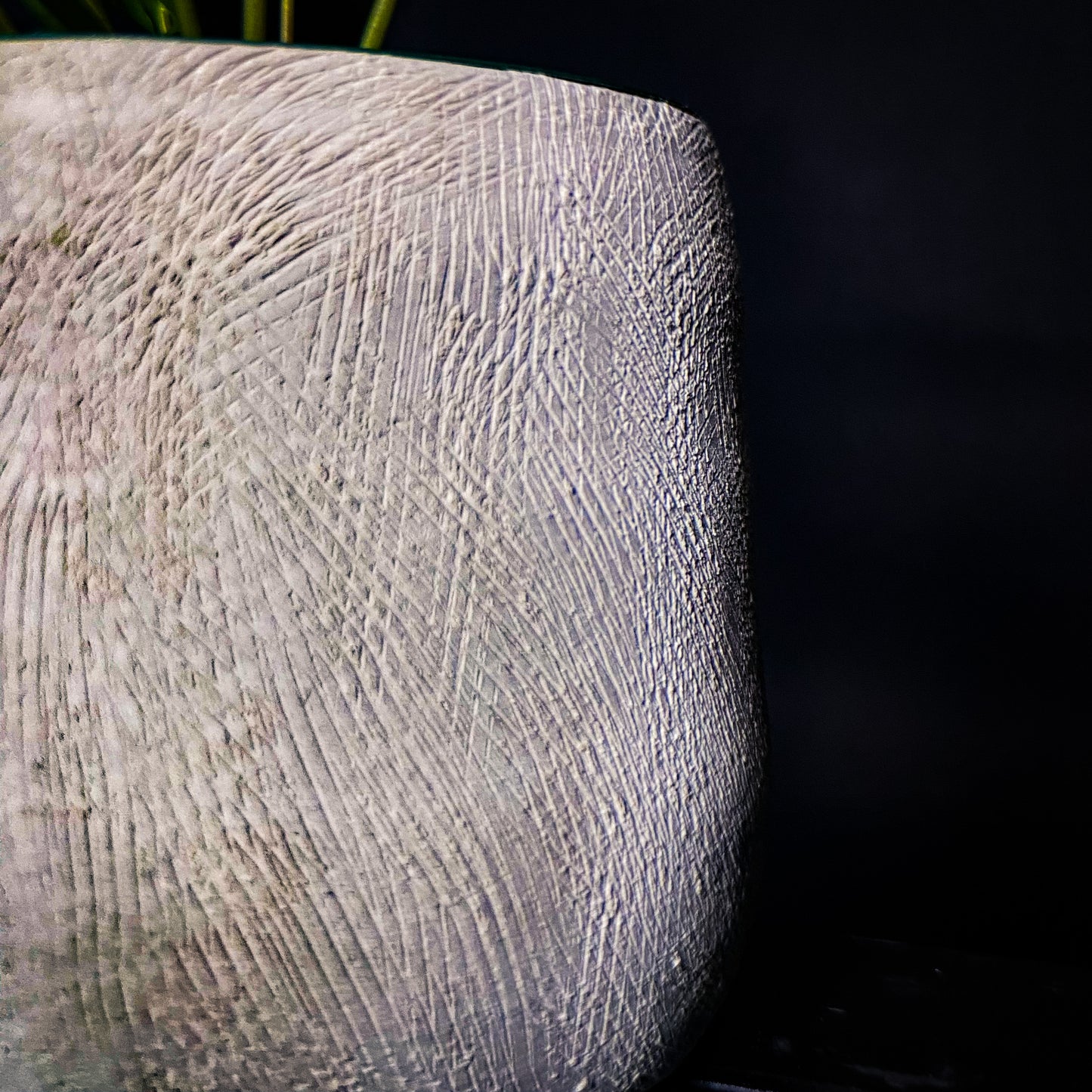 Plantpot holder - White clay, rough and textured finish